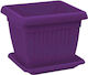 Viosarp Γλάστρα με Πιάτο Mediterran 24cm Μωβ Flower Pot 24x20cm in Purple Color VC055