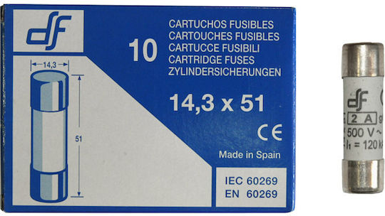 Adeleq Safety Cylindrical Porcelain Fast-Bow 14x51mm 2A (88-1028) 1pcs
