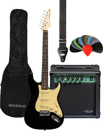 Stagg SES-30 Set Electric Guitar with SSS Pickup Configuration Black with Case