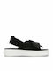 Δερμάτινα Γυναικεία Σανδάλια Flatforms Μαύρα