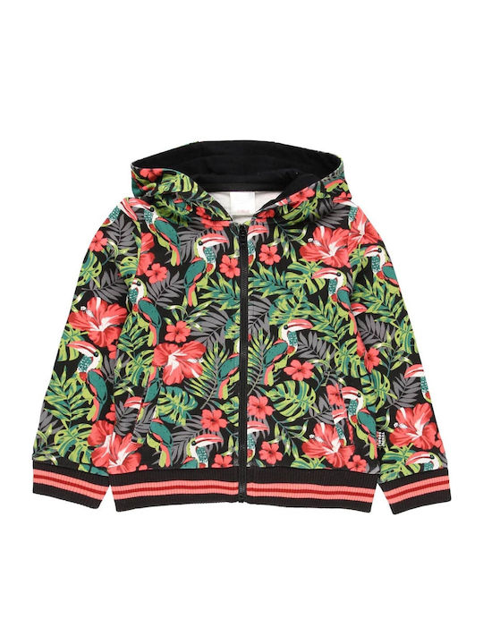 Boboli Girls Hooded Sweatshirt Tropic with Zipper Multicolour