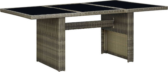 Masa pentru spații exterioare Rattan cu suprafață din sticlă CAFE 200x100x74buc