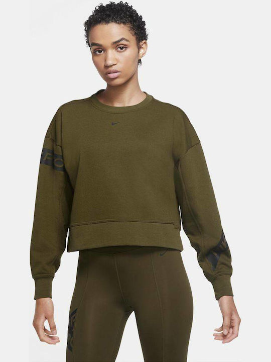 Nike Dri-Fit Γυναικείο Φούτερ Olive CU4658-368 | Skroutz.gr
