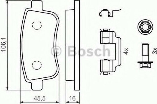Bosch Brake Pad Rear 4pcs for Renault Grand Scenic / Megane / Scenic