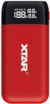 XTAR PB2S USB Charger 2 Batteries Li-ion Size 18650/21700 in Red color