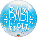 Balloon Bubble Jumbo Boy Birth Round Blue Confetti 56cm