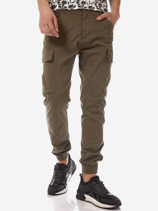 Brokers Jeans Men's Trousers Cargo Elastic in Slim Fit Khaki