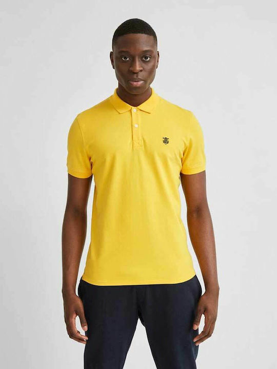 Selected Ανδρικό T-shirt Polo Κίτρινο