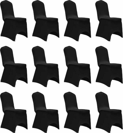 vidaXL vidaXL Elastic Chair Covers Black 12 Pieces