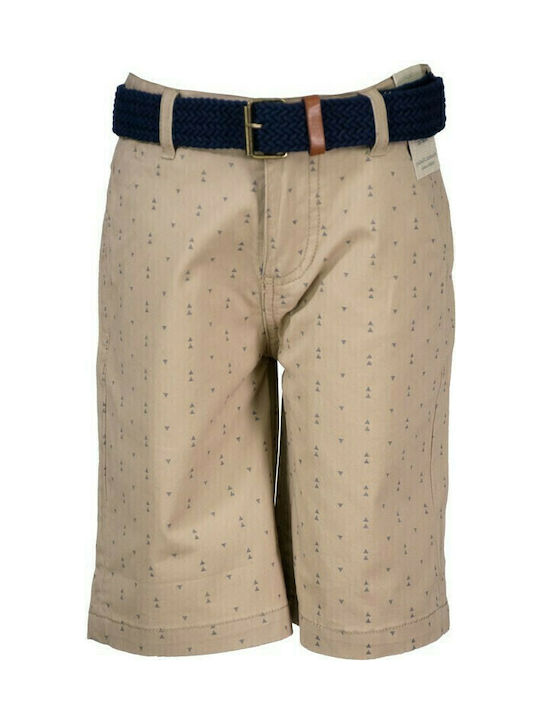 Kinder-Shorts/Bermudas Stoff Bermuda mit Gürtel Beige
