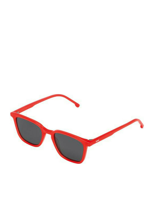 Komono Ethan Men's Sunglasses with Red Acetate Frame and Gray Lenses