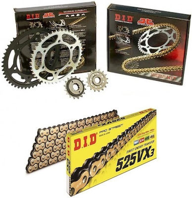 DID Chain & Sprocket Kit Golden (16-45-525VX/GB) for Honda Africa Twin XRV 750 1993-2003