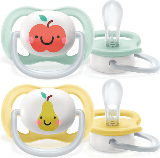Philips Ultra Air Orthodontic Pacifiers Silicone with Case I Love Mama - Blue for 0-6 months 2pcs