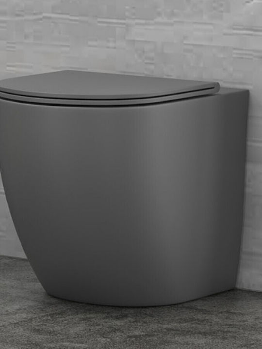 Karag Milos Rimless Floor-Standing Toilet that Includes Slim Soft Close Cover Gray