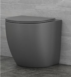 Karag Milos Rimless Floor-Standing Toilet that Includes Slim Soft Close Cover Gray