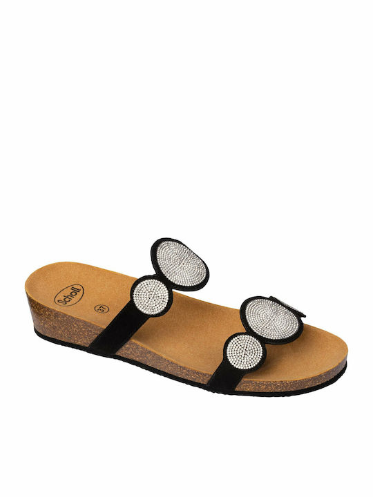 Sharon Two Straps Анатомични Летни Дамски Обувки На Платформа В Стил Чехли Черни