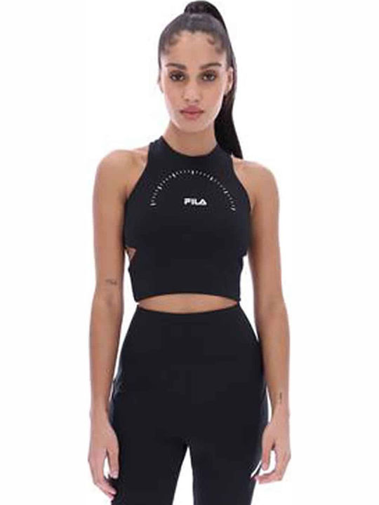 Fila Lacey Γυναικείο Αθλητικό Crop Top Αμάνικο Μαύρο Μαύρο