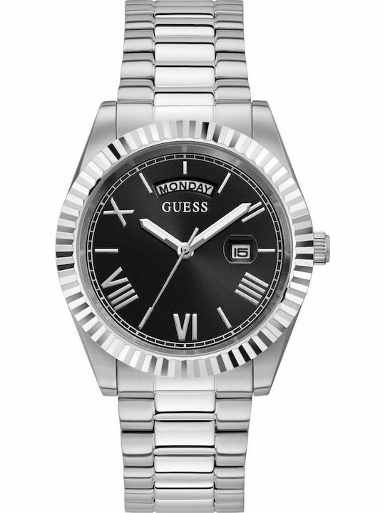 Guess Ανδρικό Ρολόι 42mm Μπαταρίας με Ασημί Μετ...