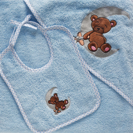 Melinen Ted Bib from 100% Cotton with Lace Band Blue