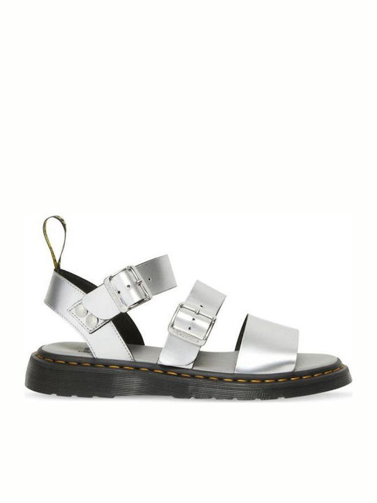 Dr. Martens Gryphon Leather Women's Flat Sandals In Silver Colour