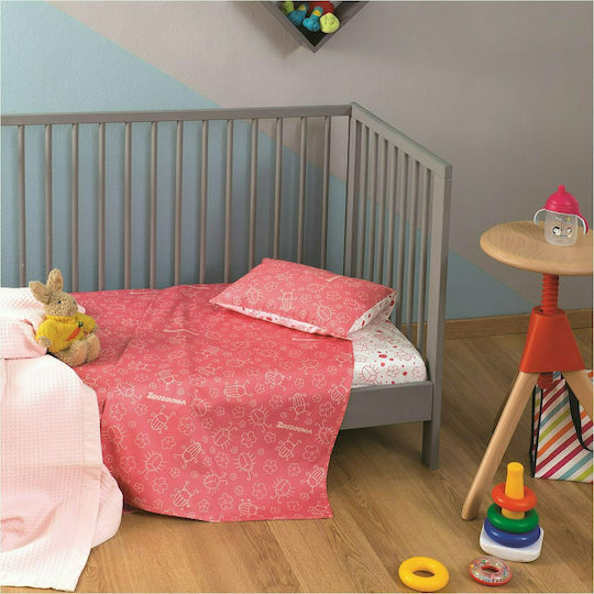 Zouzounia Bambouras Baby Sheets Set Crib Cotton Pink 120x160cm 3pcs