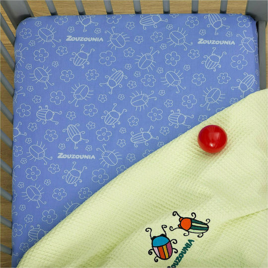 Zouzounia Bambouras Baby Sheets Set Crib Cotton Light Blue 115x180cm 3pcs
