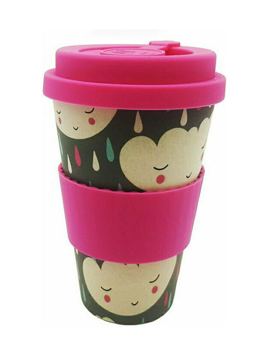 Spacecow Rain Drops Bamboo Cup with Lid Multicolour 400ml