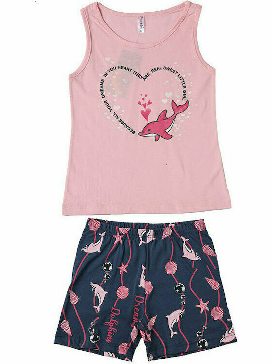 Dreams by Joyce Set Top & Bottom Kids Summer Pyjamas Pink