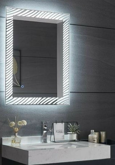 Gloria Grilia Ορθογώνιος Καθρέπτης Μπάνιου Led Αφής 60x80cm