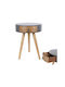 Rundes Beistelltisch Holz mit Schubladen Dunkelgrau M35xB35xH46,5cm
