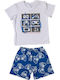 Dreams by Joyce Set Top & Bottom Kids Summer Pyjamas White