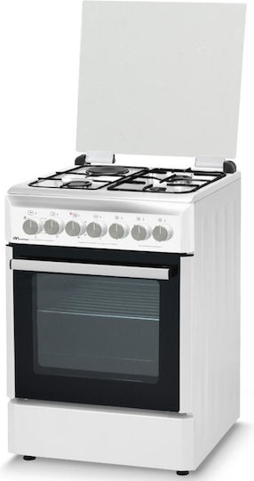 MultiHome Κουζίνα 57lt με Εστίες Υγραερίου & Ρεύματος Π60εκ. Λευκή