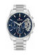 Tommy Hilfiger Baker Uhr Chronograph Batterie mit Silber Metallarmband