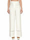P033A0089S Women's High-waisted Fabric Trousers White