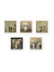 HomeMarkt Flowers Fivefold Painting Wooden 75x15cm