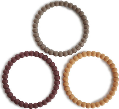 Mushie Pearl Beißarmband für Zahnen aus Silikon für 0 m+ 3Stück