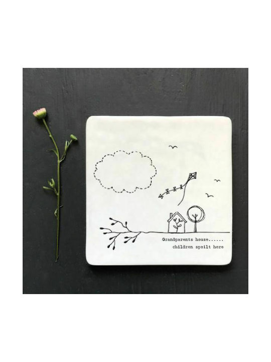 Synchronia Ceramic White Coaster Grandparents House 10x10cm