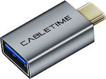 Cabletime C160 Μετατροπέας USB-C male σε USB-A female Γκρι