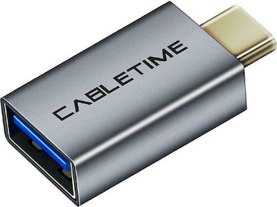 Cabletime C160 Convertor USB-C masculin în USB-A feminin Gri