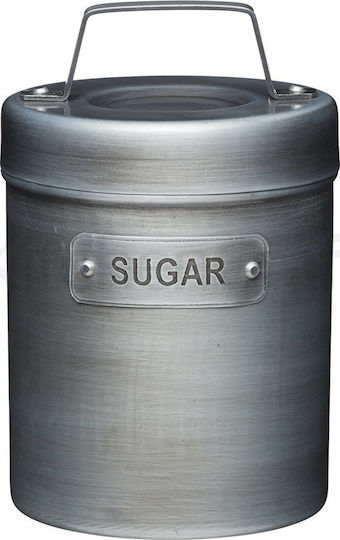 Kitchen Craft Industrial Vase für Zucker mit luftdichtem Deckel Metallisch Silber 11cm