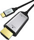 Cabletime C160 HDMI 1.4 Geflochten Kabel HDMI-Stecker - USB-C-Stecker 1.8m Schwarz