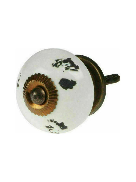 Synchronia Antique Knob Furniture made of Ceramic in White Color D40mm LI-388A-4042 1pcs