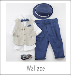 Bambolino Βαπτιστικό Σετ Κοστουμιού με Γιλέκο για Αγόρι Wallace Μπλε