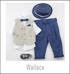 Bambolino Boys Baptism Suit with Vest Wallace Blue