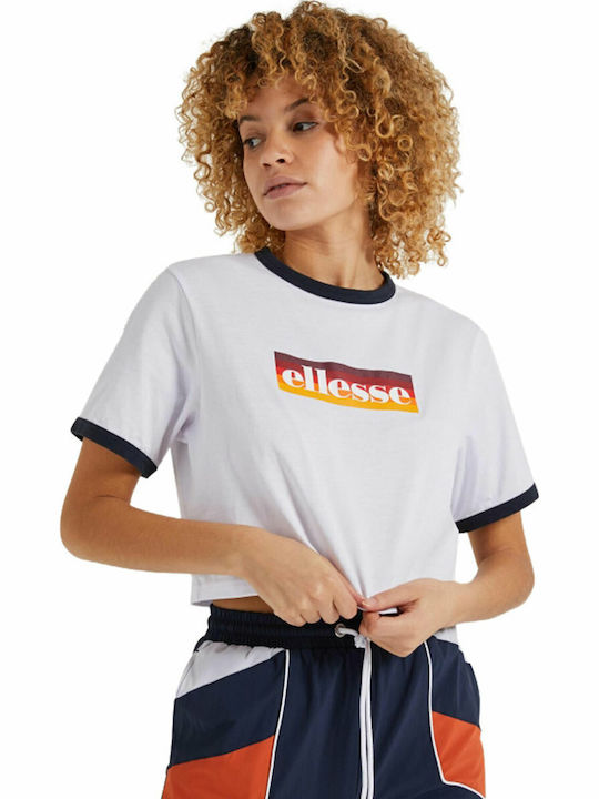 Filide Women's Athletic Crop Top Short Sleeve White