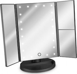 Navaris Double Sided Lighted Tabletop Makeup Mirror Black