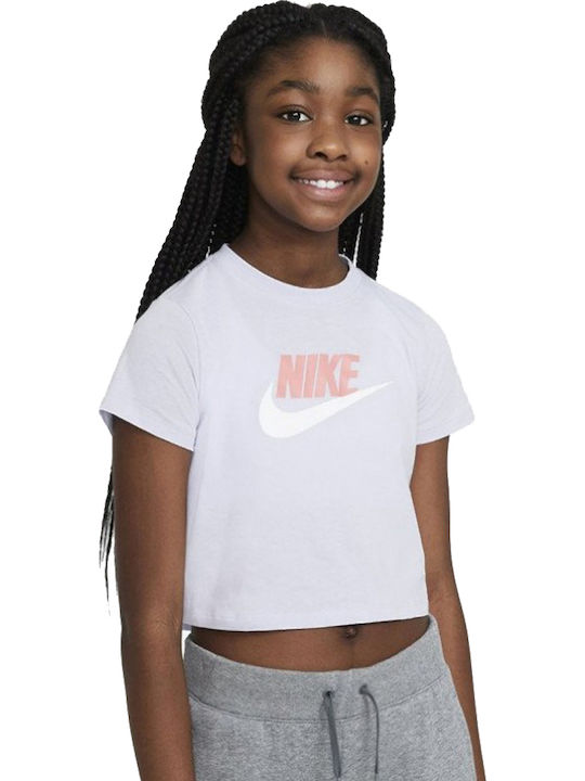 Nike Kinder-Crop-Top Kurzarm Lila Futura