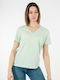 Superdry Γυναικείο T-shirt με V Λαιμόκοψη Πράσινο
