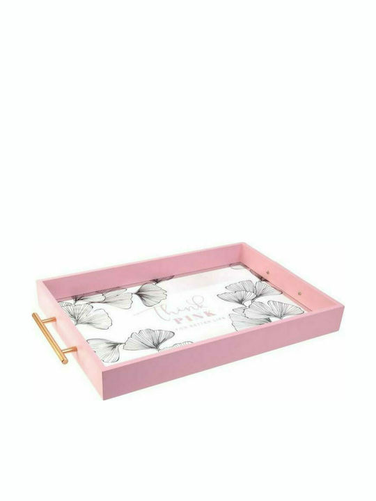 Aria Trade Rectangle Tray Wooden with Handle In Pink Colour 44x30x5cm 1pcs