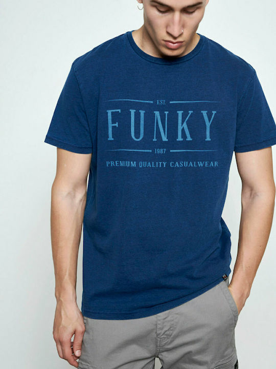 Funky Buddha T-shirt Bărbătesc cu Mânecă Scurtă Albastru